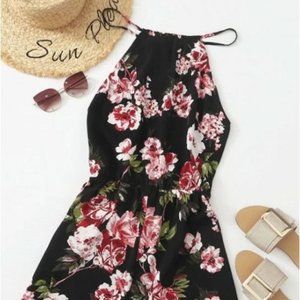 Floral Print Halter Romper